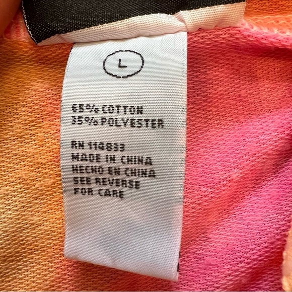 Girls Six Flags Tie Dye Orange Pink Hooded Drawstring Sweatshirt Size L - Picture 5 of 9
